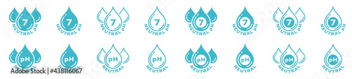 Product packaging sticker. Marking - neutral pH. Liquid drops symbol. Vector elements photo