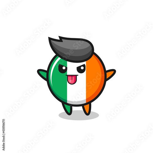 naughty ireland flag badge character in mocking pose
