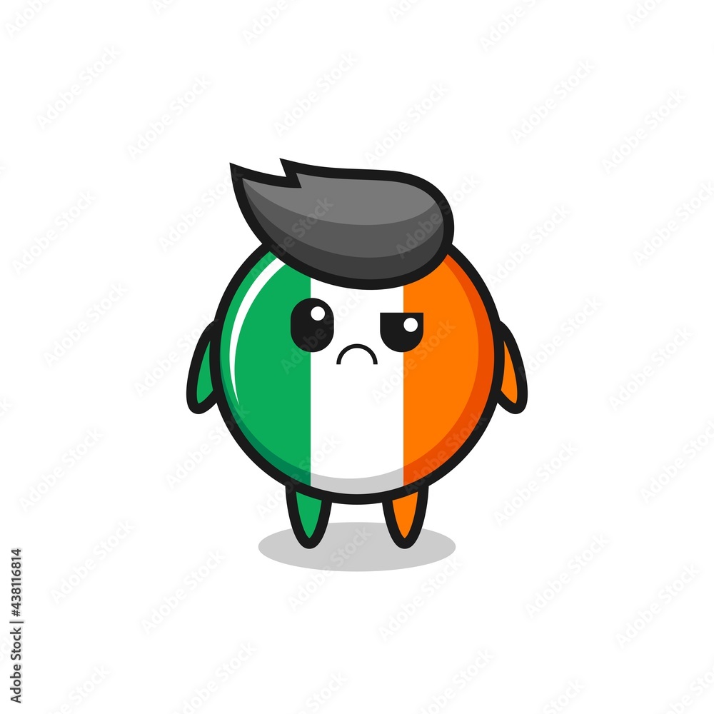 the mascot of the ireland flag badge with sceptical face