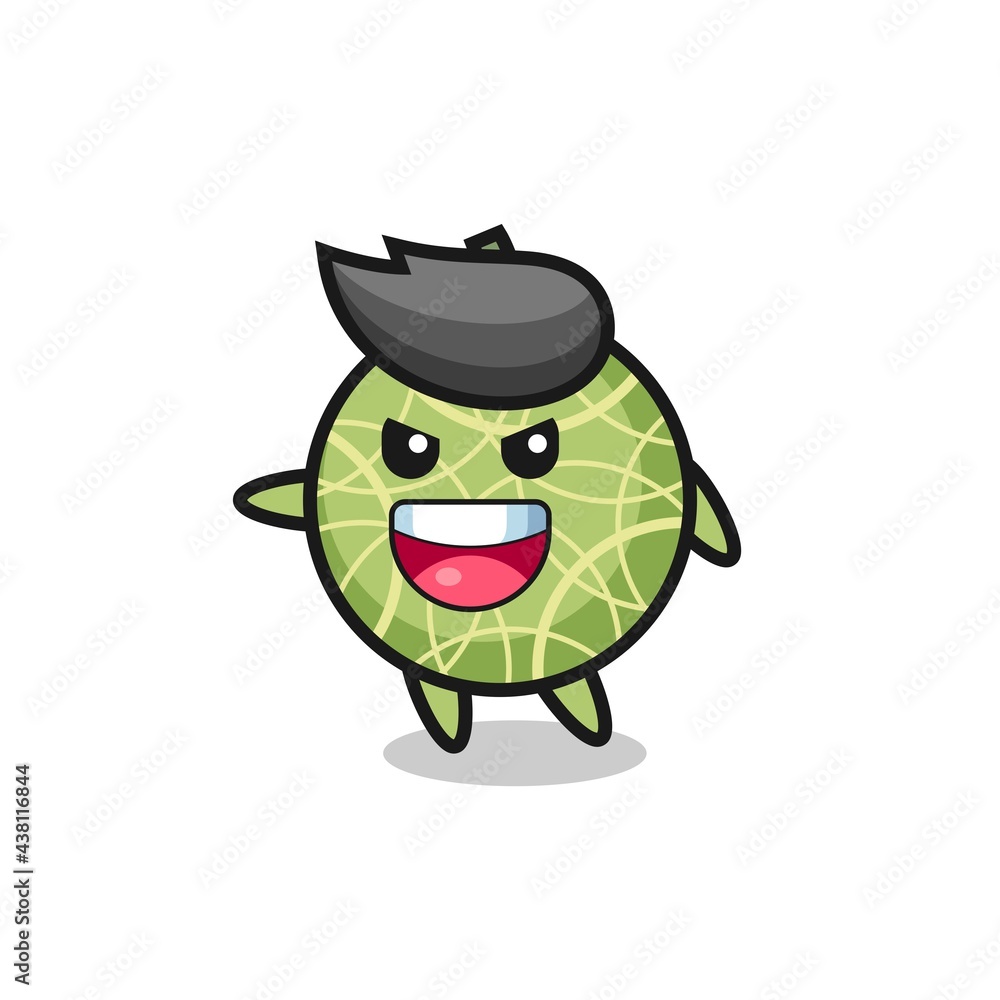 melon fruit cartoon with very excited pose