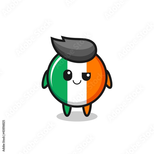 ireland flag badge cartoon with an arrogant expression