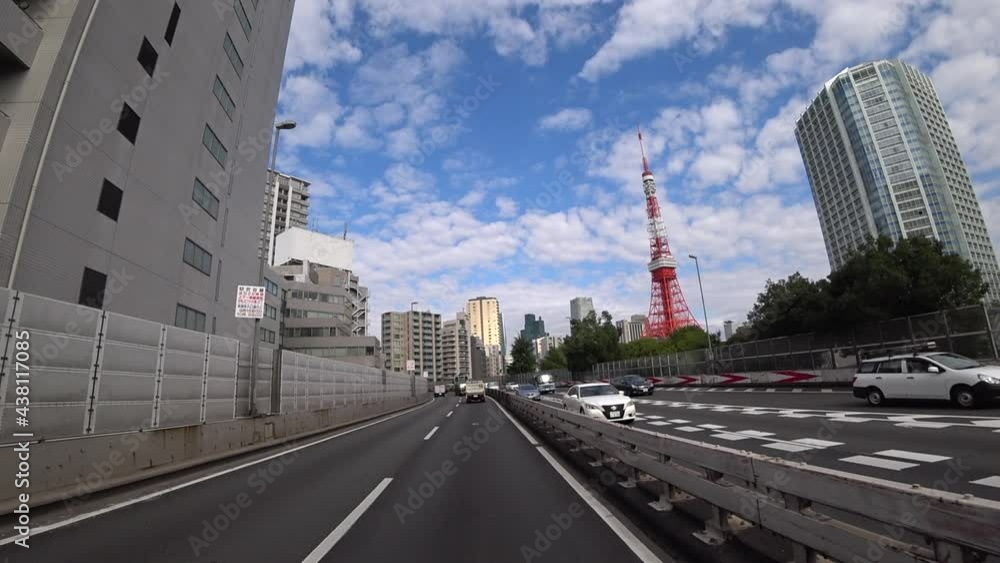 東京ドライブ車窓　首都高C1　昼　快晴　東京タワー