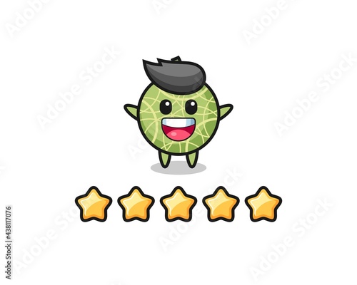 the illustration of customer best rating, melon fruit cute character with 5 stars © heriyusuf