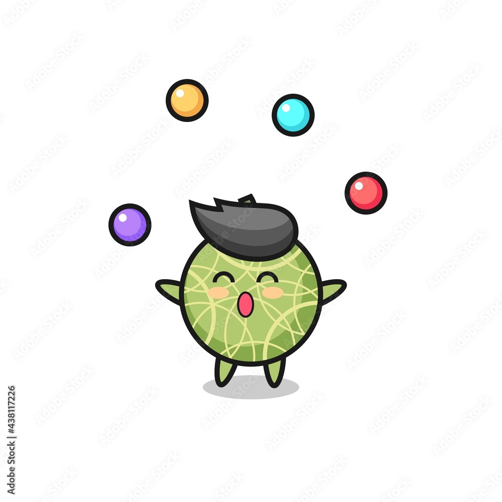 Fototapeta premium the melon fruit circus cartoon juggling a ball