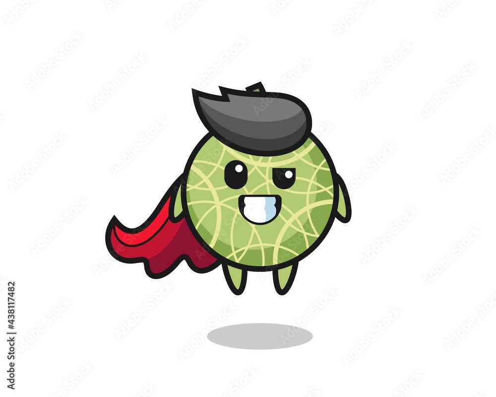 Fototapeta premium the cute melon fruit character as a flying superhero