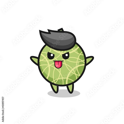 naughty melon fruit character in mocking pose