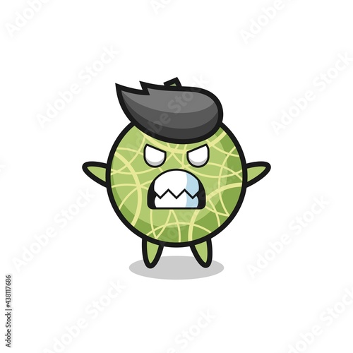 wrathful expression of the melon fruit mascot character