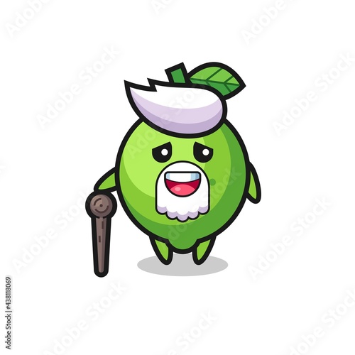 cute lime grandpa is holding a stick