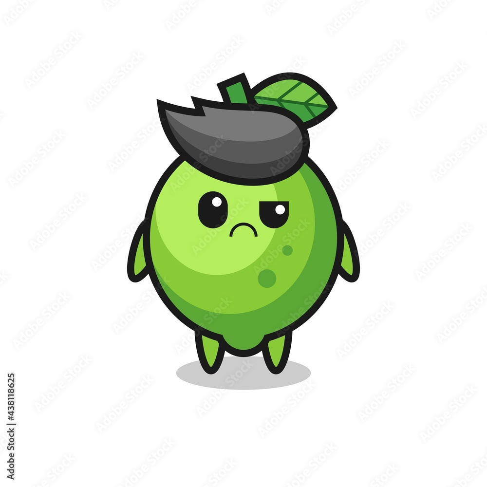 the mascot of the lime with sceptical face the mascot of the lime with sceptical face