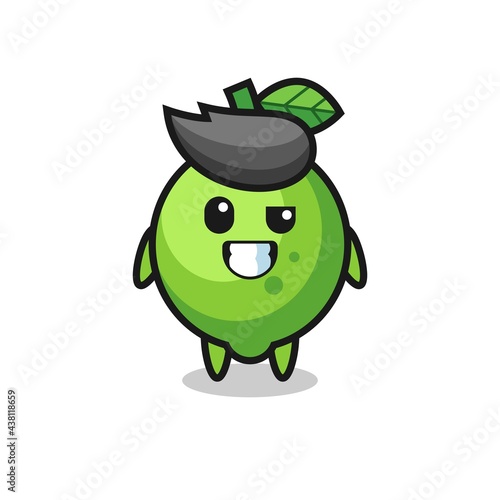 cute lime mascot with an optimistic face