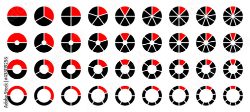 Set 36 Tortendiagramme Schwarz Und Rot