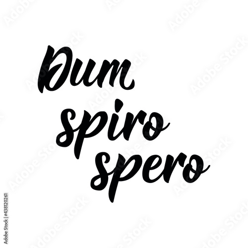 Text in Latin: While I breathe, I hope. Lettering. Banner. calligraphy vector illustration.