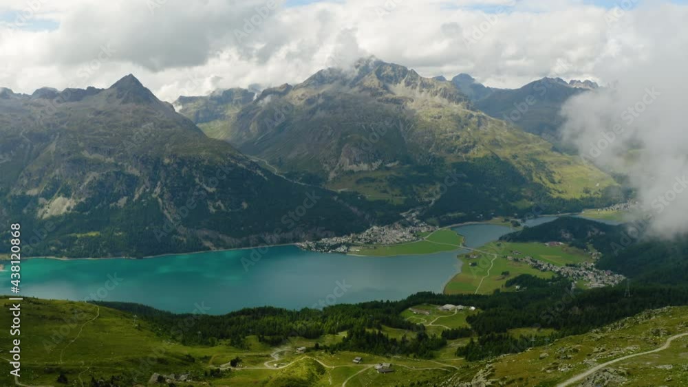 Flight over Lake Silvaplana. Switzerland. Flight over Lake Silvaplana. Switzerland.