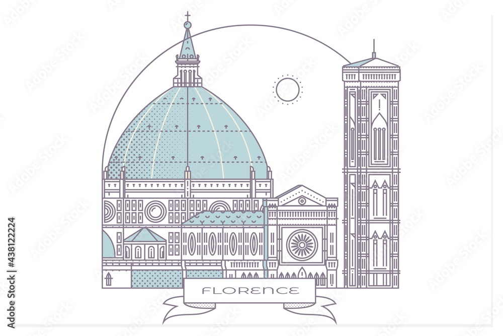 Italy, Florence architecture line skyline illustration. Linear vector cityscape with famous landmarks, city sights, design icons