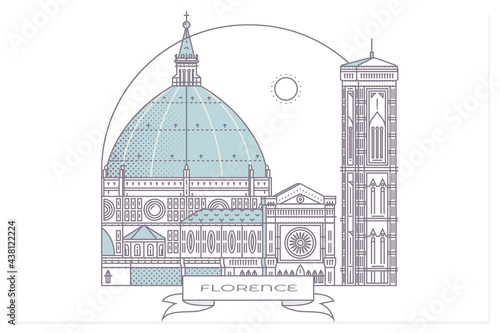 Italy, Florence architecture line skyline illustration. Linear vector cityscape with famous landmarks, city sights, design icons