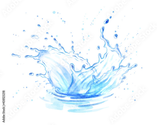Watercolor illustration of water splatter crown