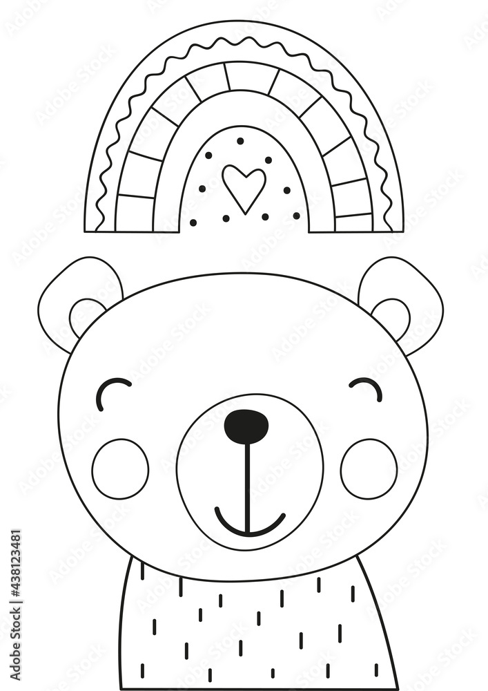 Coloring pages of animals printable kids activities. Bear head vector ...