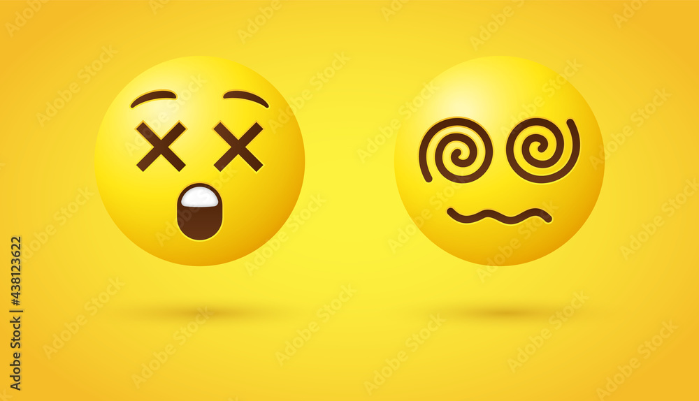 Vettoriale Stock Dizzy Face Emoji with wavy mouth or yellow emoticon