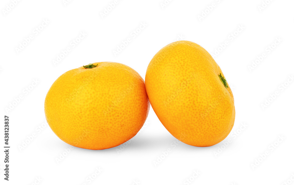 Tangerines or clementines with green leaf on white background Tangerines or clementines with green leaf on white background