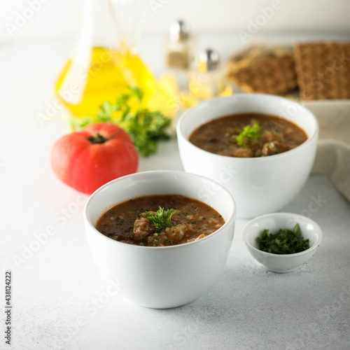 Traditional homemade spicy lentil soup	