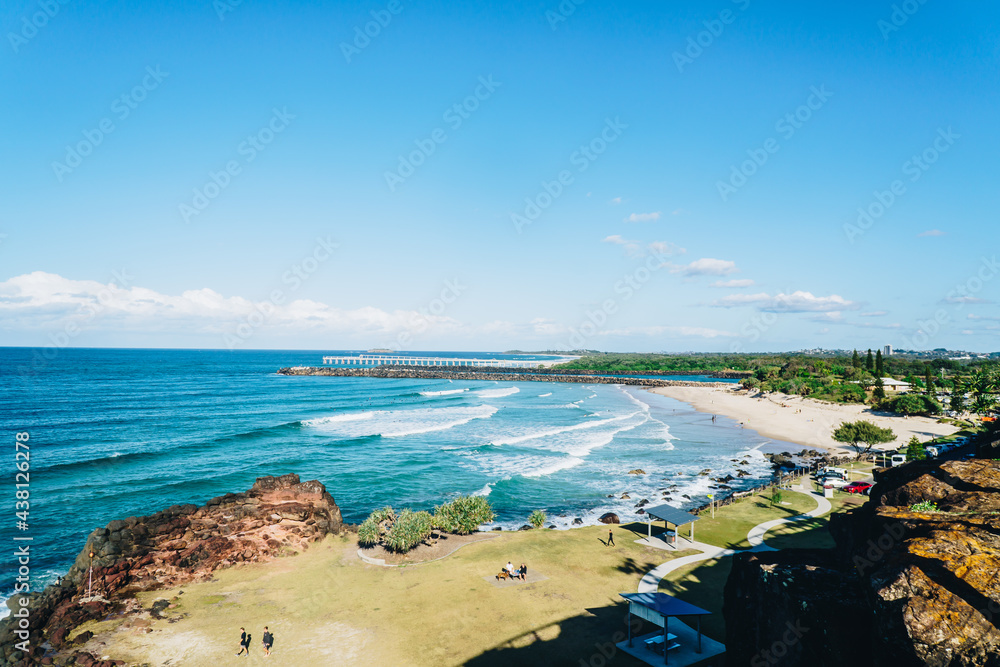 Duranbah beach from Point danger lookout in Coolangatta on the Gold Coast