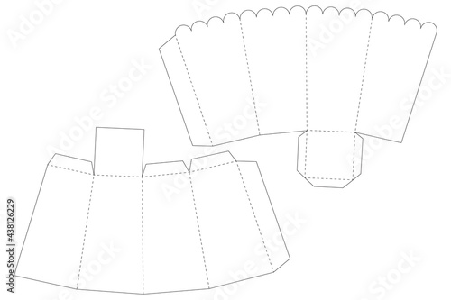 Popcorn box template. Line basis set on white background