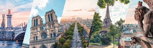 Photography Paris City famous landmarks collage