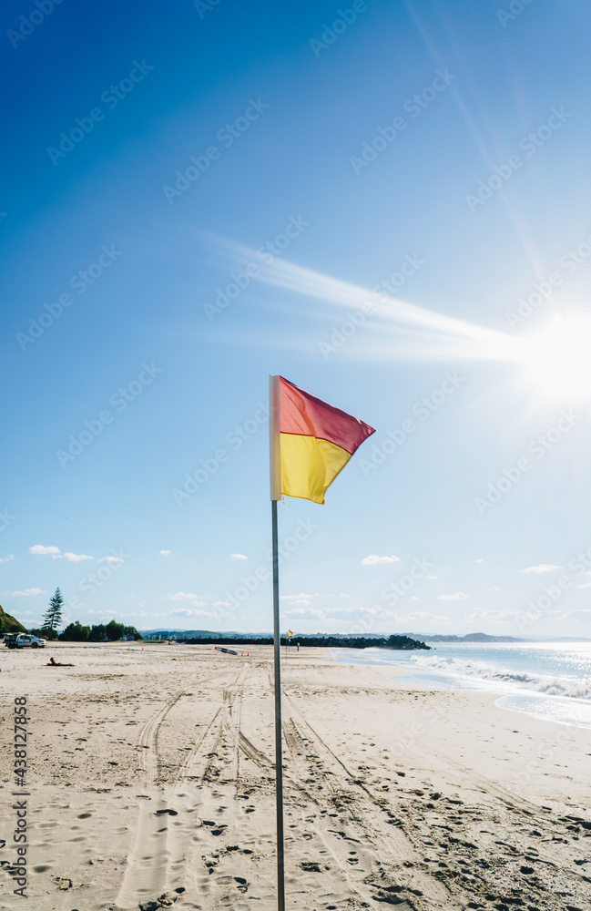 Portrait of lifeguard flag on Coolangatta beach