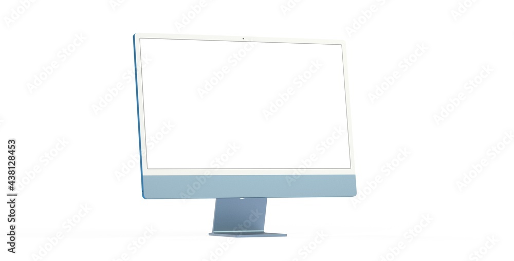 Workspace blank screen desktop computer, Mockup computer blue Workspace blank screen desktop computer, Mockup computer blue