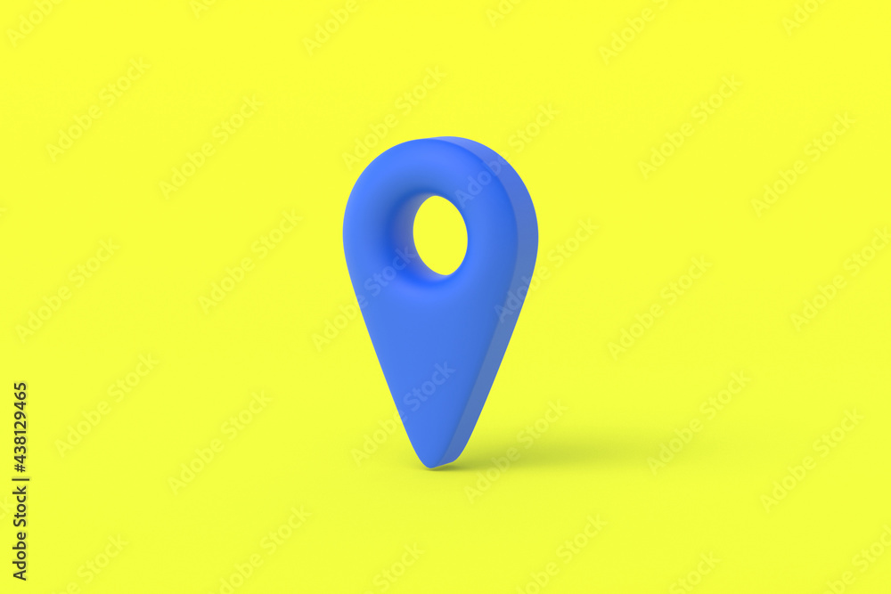 Blue map pointer icon on yellow background. Gps marker. Geographical location. Blue map pointer icon on yellow background. Gps marker. Geographical location.