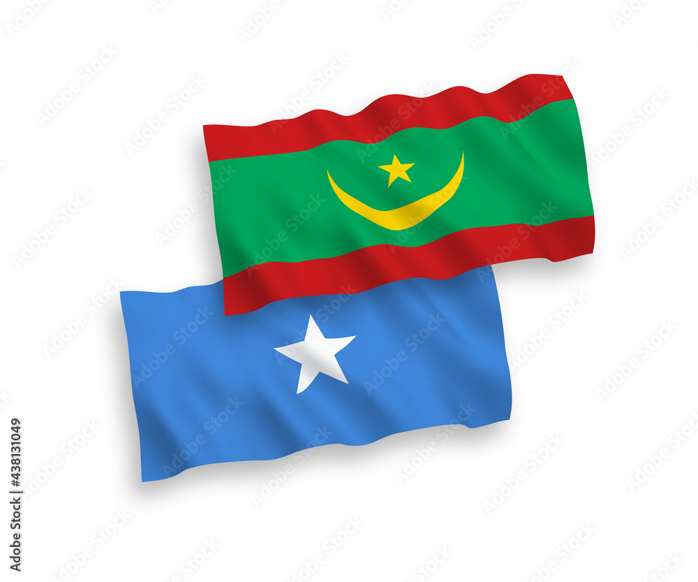 Flags of Islamic Republic of Mauritania and Somalia on a white background Flags of Islamic Republic of Mauritania and Somalia on a white background