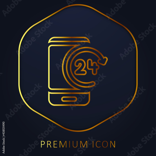 24h golden line premium logo or icon