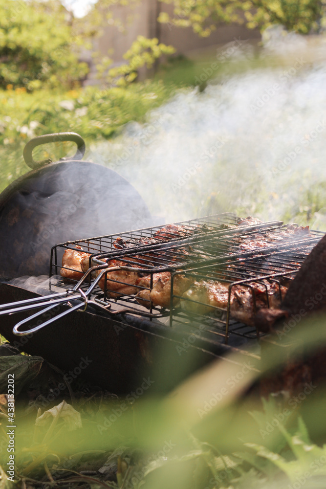 grilled meat on the grill grilled meat on the grill