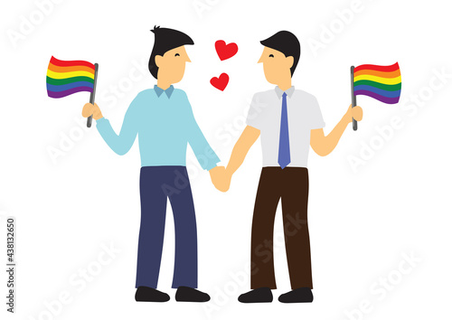 LGBT rainbow flag with cartoon characters.