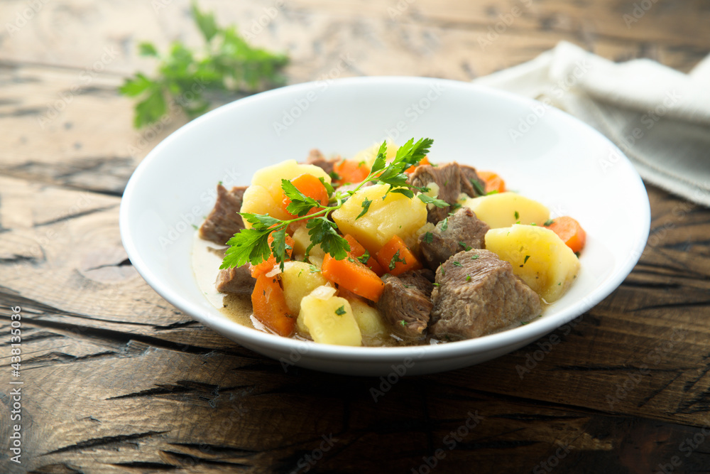 Traditional homemade meat stew with vegetables Traditional homemade meat stew with vegetables