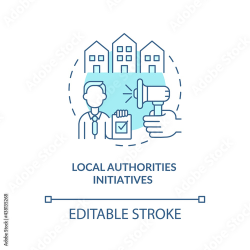 Local authorities initiatives concept icon. Development program abstract idea thin line illustration. Community wellbeing improvement. Vector isolated outline color drawing. Editable stroke