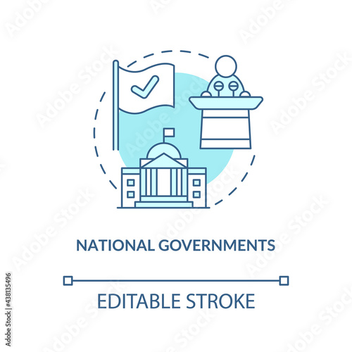 National governments concept icon. Community development abstract idea thin line illustration. Public housing assistance. Fighting poverty. Vector isolated outline color drawing. Editable stroke