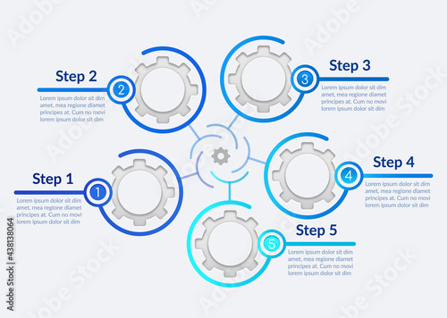 Automatization vector infographic template. High results achieving presentation design elements with text space. Data visualization with 5 steps. Process timeline chart. Workflow layout with copyspace