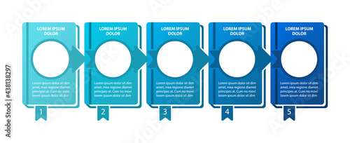 Book navigation vector infographic template. Reading process presentation design elements with text space. Data visualization with 5 steps. Process timeline chart. Workflow layout with copyspace