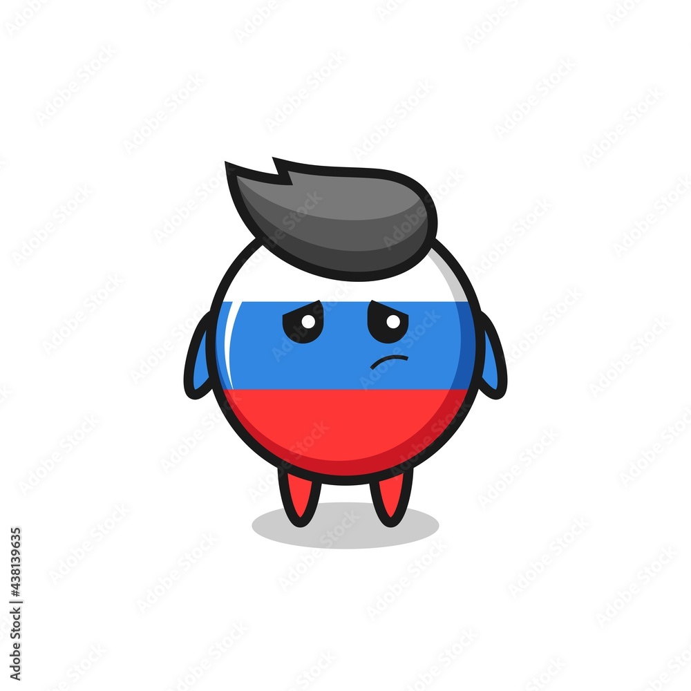 the lazy gesture of russia flag badge cartoon character
