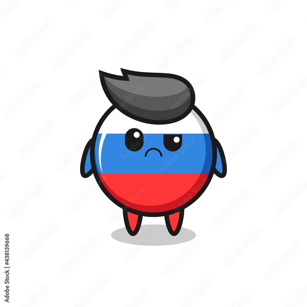 the mascot of the russia flag badge with sceptical face