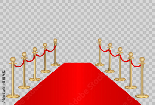 Red carpet and rope path barriers 3d. 