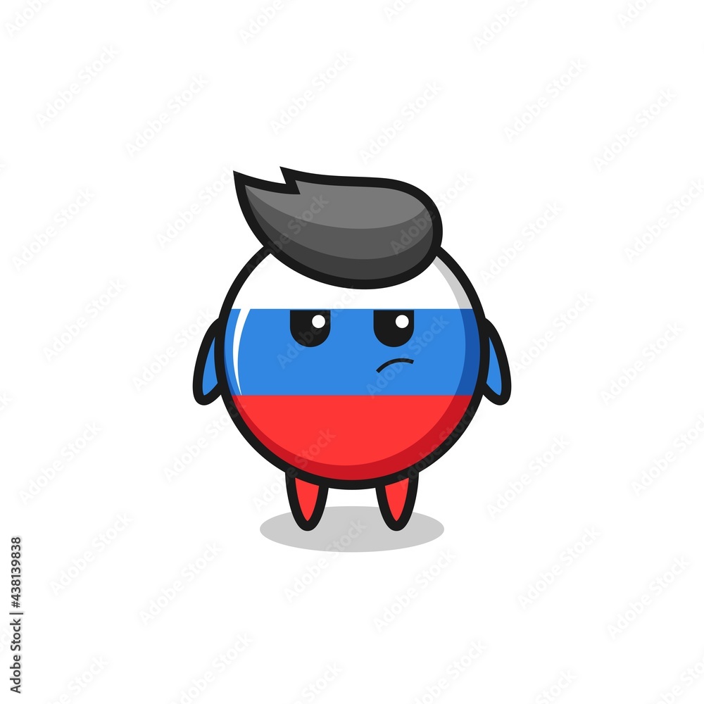 cute russia flag badge character with suspicious expression