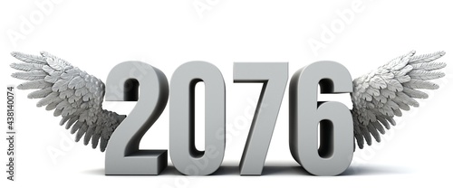 Photos 3D illustration of the number 2076 with wings