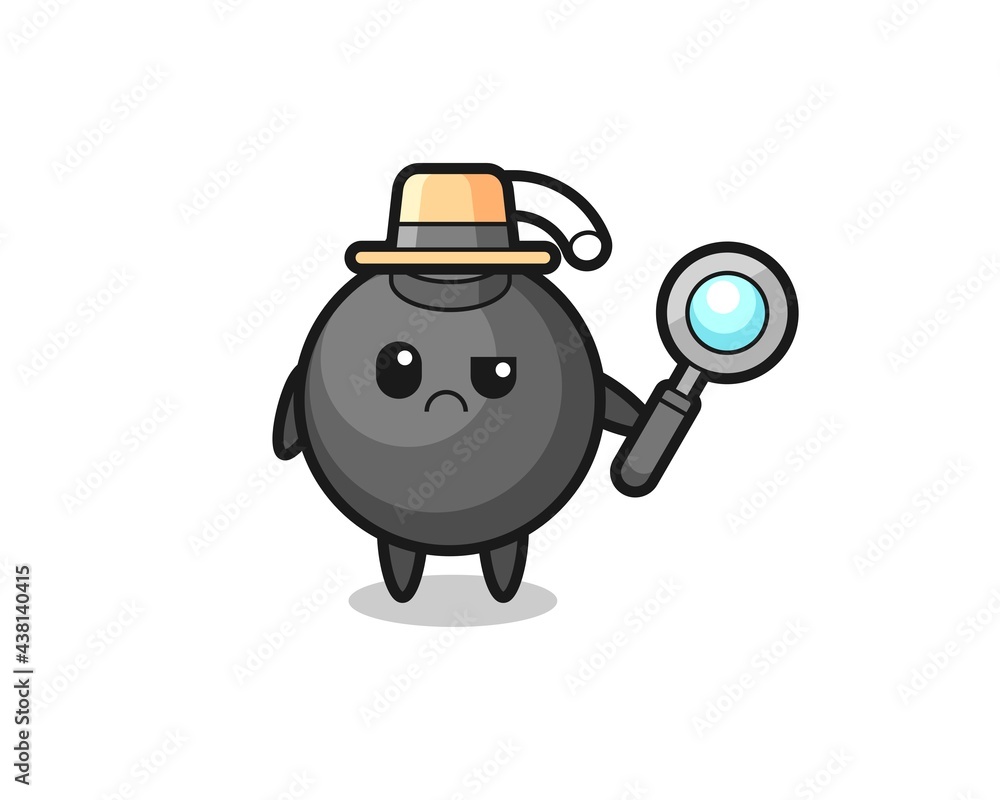Fototapeta premium the mascot of cute bomb as a detective