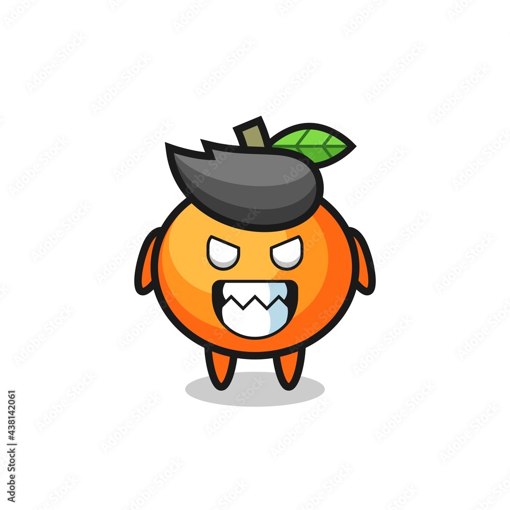 evil expression of the mandarin orange cute mascot character