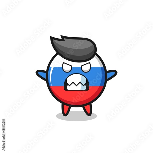 wrathful expression of the russia flag badge mascot character