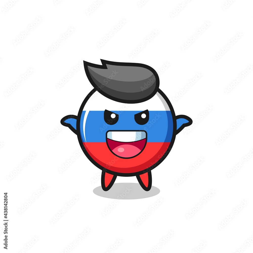 the illustration of cute russia flag badge doing scare gesture