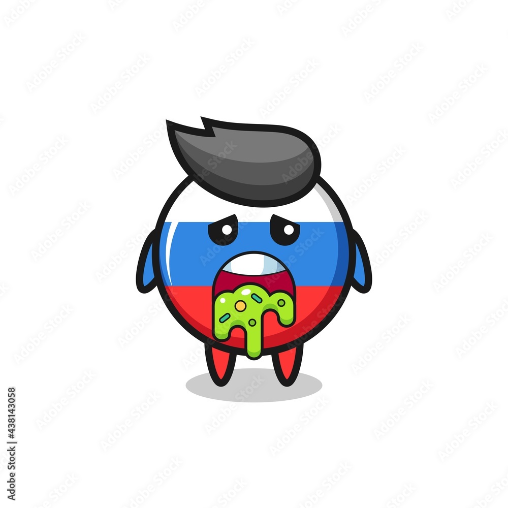 the cute russia flag badge character with puke the cute russia flag badge character with puke