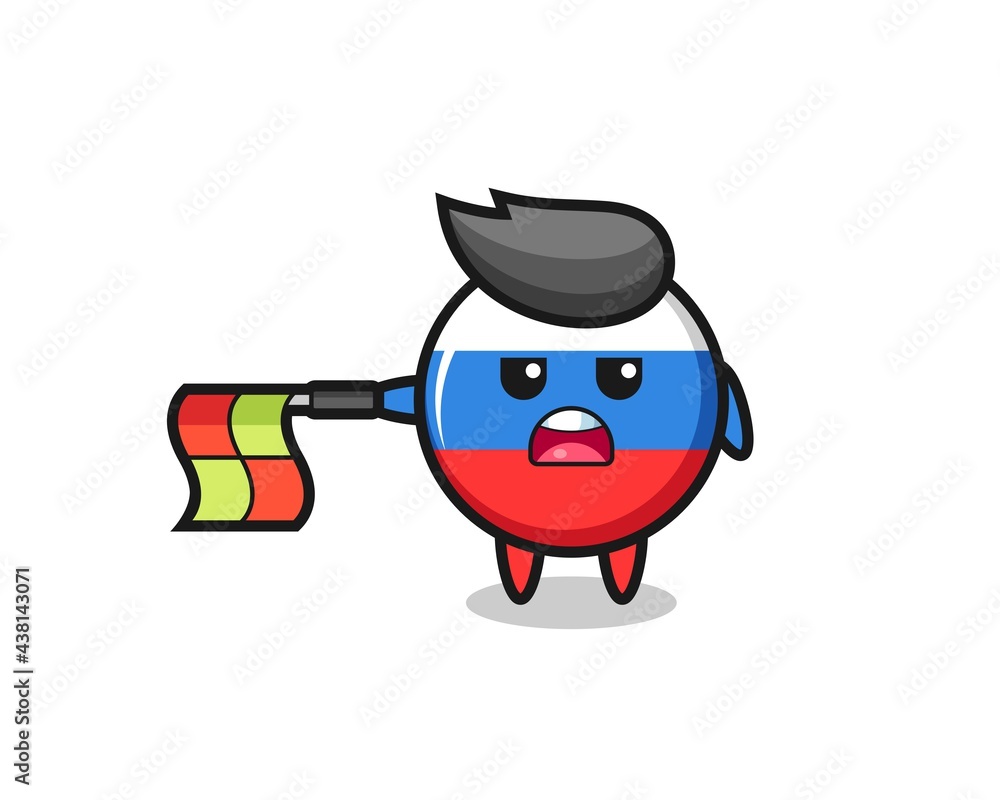 russia flag badge character as line judge hold the flag straight horizontally russia flag badge character as line judge hold the flag straight horizontally